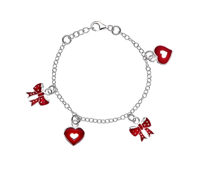 Picture of Silver Childs Red Enamel Charm Bracelet 12
