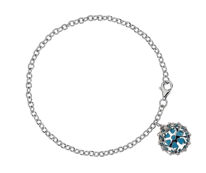 Picture of  Silver Bracelet with Turquoise Snowlake Dome Pendant 7