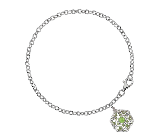 Picture of  Silver Bracelet with Green Circular Pendant Dome 7.5/