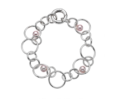 Picture of  Silver Bracelet Circles with Swarovski Pearls 7.5/19c