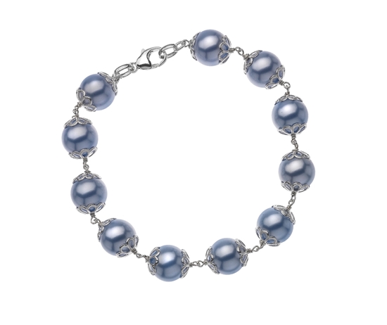 Picture of  Silver Bracelet with Pale Blue Swarovski Pearl 7.5/19