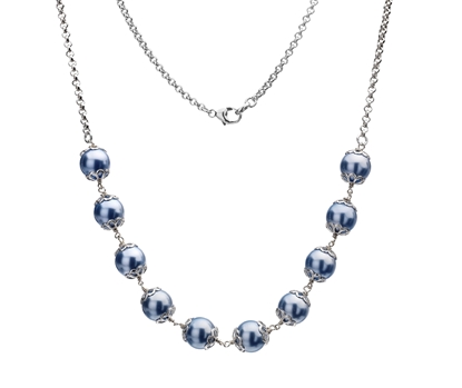 Picture of  Silver Necklace with Paul Blue Swarovski Pearl 18/45c