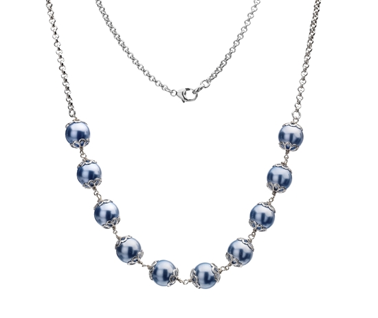 Picture of  Silver Necklace with Paul Blue Swarovski Pearl 18/45c