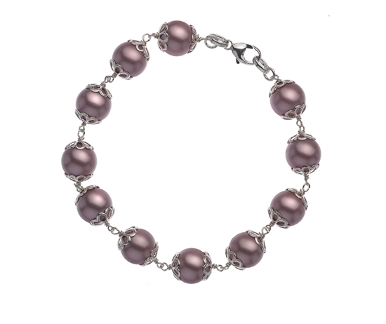 Picture of  Silver Bracelet with Soft Pink Swarovski Pearl 7.5/19