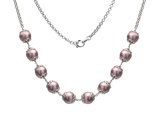 Picture of  Silver Necklace with Soft Pink Swarovski Pearl 18/45c