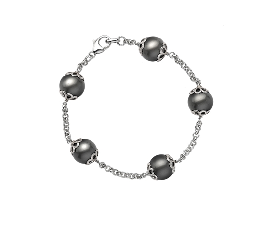 Picture of  Silver Bracelet with Green Swarovski Pearl 7.5/19cm