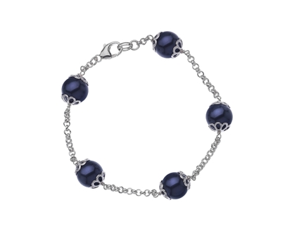 Picture of  Silver Bracelet with Deep Purple Swarovski Pearl 7.5/