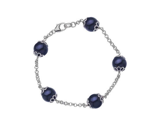 Picture of  Silver Bracelet with Deep Purple Swarovski Pearl 7.5/