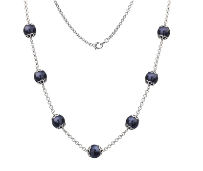Picture of  Silver Necklace with Deep Purple Swarovski Pearl 18/4