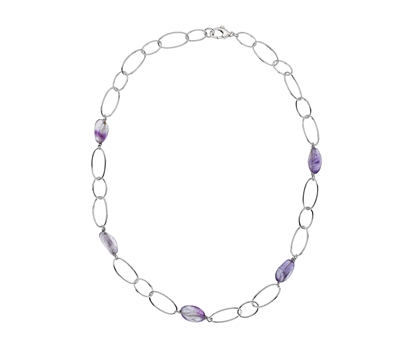 Picture of  Silver Necklace with Large Amethyst Beads 18/45cm