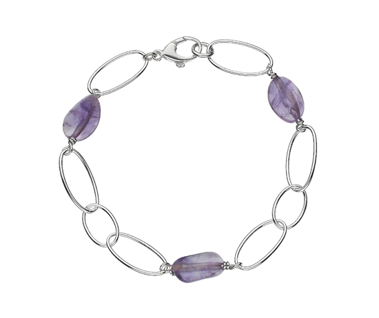 Picture of  Silver Bracelet with Large Amethyst Beads 7.5/19cm