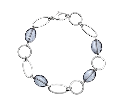 Picture of  Silver Bracelet with Facetted Glass Beads 7.5/19cm