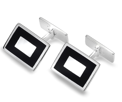 Picture of Silver H Curteis Onyx Rectangle Cufflink 52