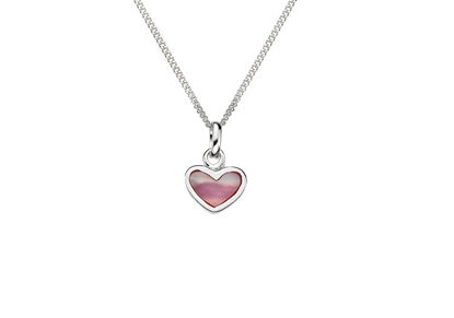Picture of Silver Childs Pink MOP Heart Pendant on S14FC14