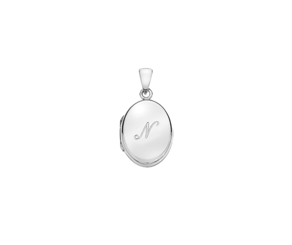 Picture of Silver Locket 5 Engraved Letter N