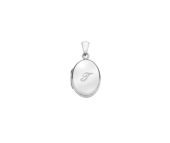 Picture of Silver Locket 5 Engraved Letter T