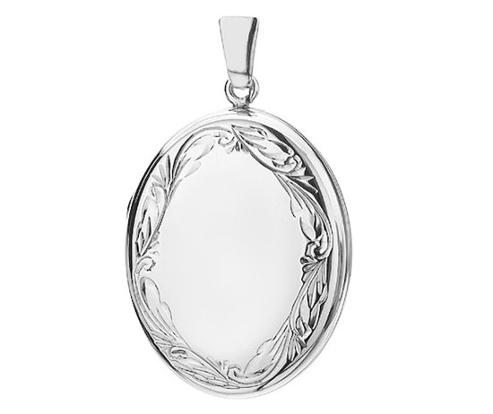 Picture of Silver Locket 2 Engraving M Scroll Edge