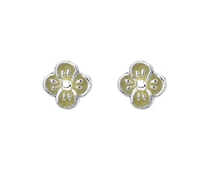 Picture of Silver Childrens Earrings Yellow Enamel Daisy