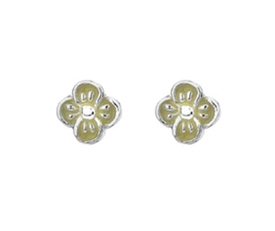 Picture of Silver Childrens Earrings Yellow Enamel Daisy