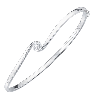 Picture of B232C Clear Cz Swirl Setting Bangle