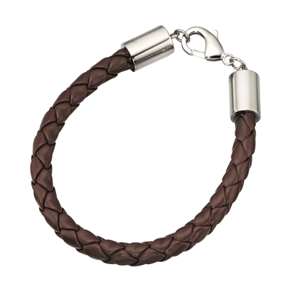 Picture of Stainless Steel Clasp Brown Plait Leather Bracelet