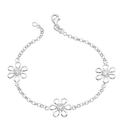 Picture of Clear CZ Flower 19Cm Bracelet