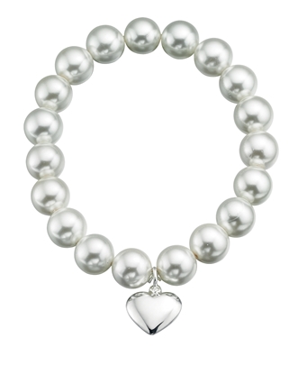 Picture of White Shell Pearl Heart Stretch Bracelet
