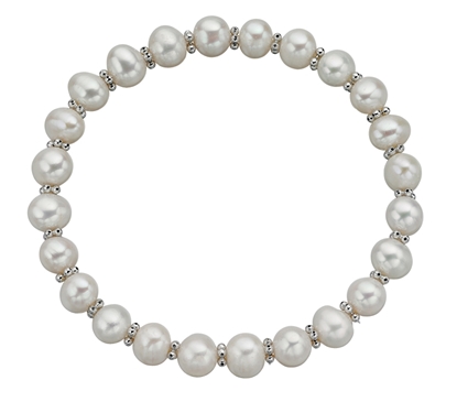 Picture of B4032W Wht Fwt Prl Stretch Bracelet