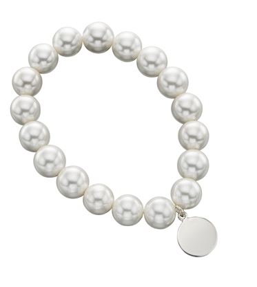 Picture of Stretch Shell Pearl Bracelet  - Disc Tag