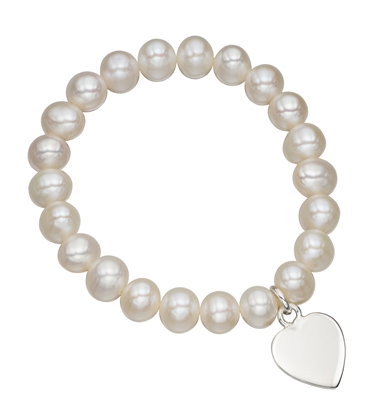 Picture of Children's Pearl Bracelet With Plain Heart Tag