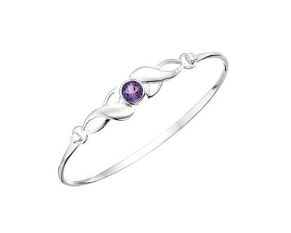 Picture of B681M Amethyst Leaf Design Bangle