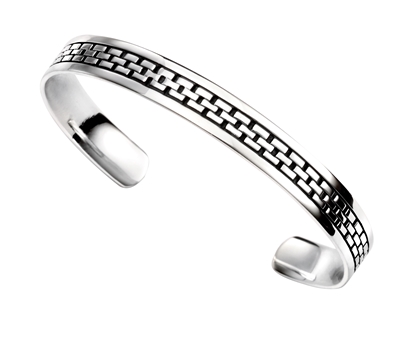 Picture of Men's Oxidised Square Link Pattern Torque Bangle