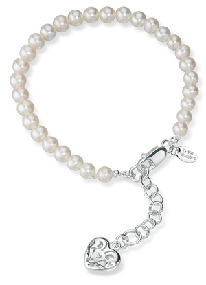 Picture of D For Diamond Freshwater Pearl Bracelet With Filigree Heart Locket