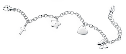 Picture of D For Diamond Butterfly, Heart, Star And Cross Charm Bracelet