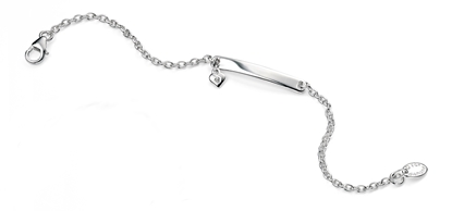 Picture of D For Diamond Plain ID Bracelet With Hanging Heart Charm