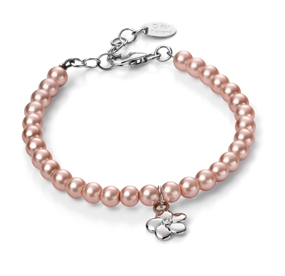 Picture of D For Diamond Rose Coloured Fresh Water Pearl Flower Bracelet