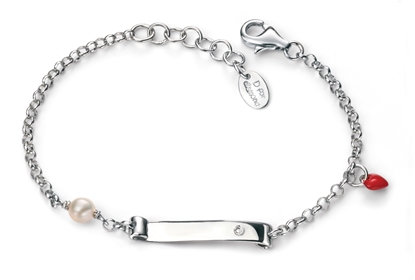 Picture of D For Diamond Scroll Bracelet With Enamel Heart And Pearl