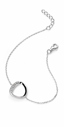 Picture of Silver Bracelet With Brushed Open Shape And Cz Pave