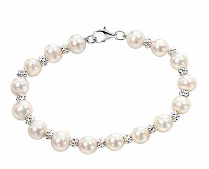 Picture of White Freshwater Pearl Textured 19Cm Bracelet