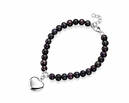 Picture of Black Freshwater Pearl Heart 18+3Cm Bracelet