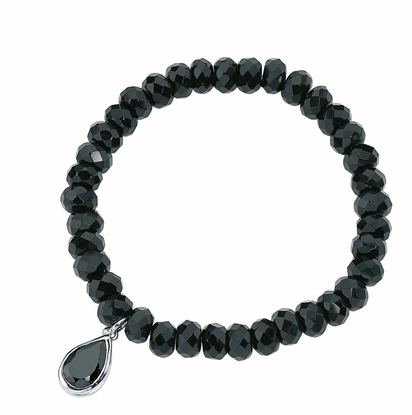 Picture of Black Onyx/Black CZ Bead Teardrop Bracelet
