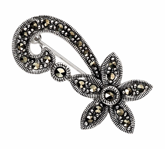 Picture of Marcasite Flower Swirl Brooch