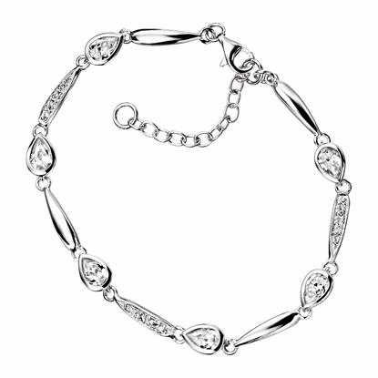 Picture of Clear CZ Teardrop 18+3Cm Bracelet