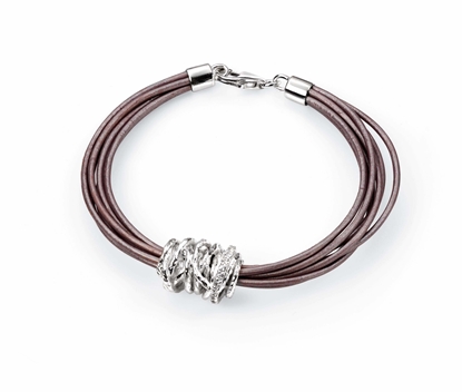 Picture of Multi Leather Bracelet With Silver And Cz Disc