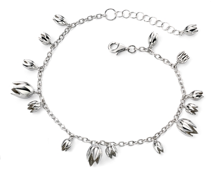 Picture of Rhodium Plated 3D Snowdrop Bracelet