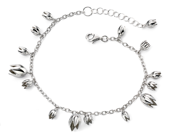 Picture of Rhodium Plated 3D Snowdrop Bracelet