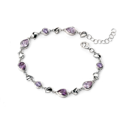 Picture of Rhodium Plated Amethyst, Violet And Lavender CZ Bracelet