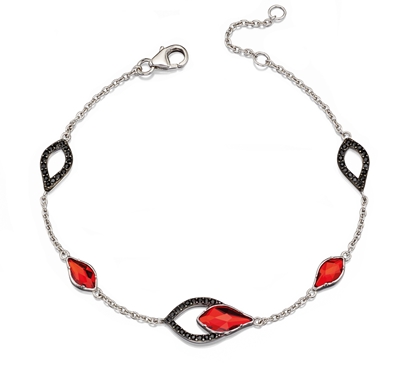 Picture of Flame Silver Red & Black Drop Bracelet