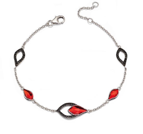 Picture of Flame Silver Red & Black Drop Bracelet