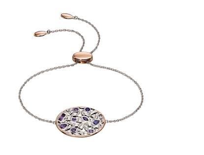 Picture of Silver Contrast Shape Oval Toggle Bracelet With Purple CZ